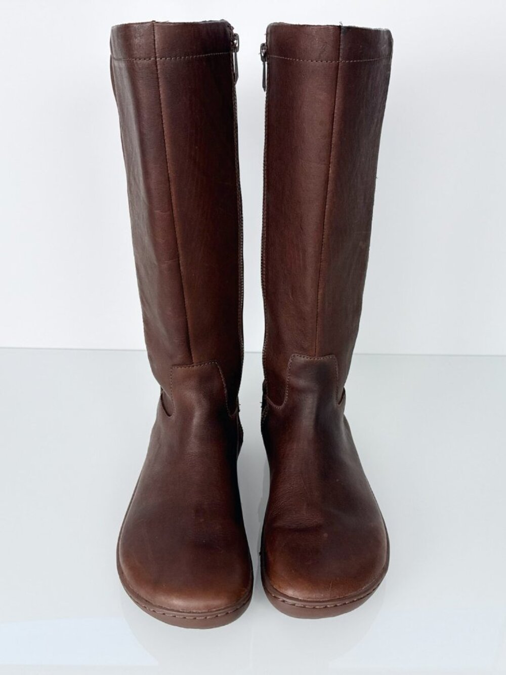 Vivobarefoot Knee-High Boots EUR 39L Brown Leather Wide Calf Zip - Picture 2 of 13